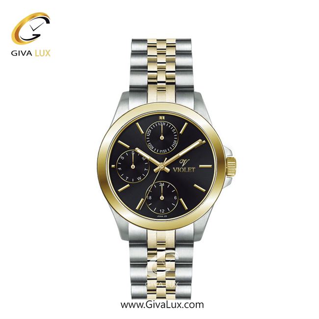 ساعت مچی اورجینال زنانه ویولت VIOLET سه موتوره فول تایم نقره ای-طلایی | طلایی-نقره ای| مشکی| کد رفرنس 0566/2